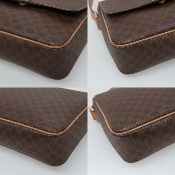 CELINE Macadam Canvas Shoulder Bag Pvc Leather Brown Gold - Picture 10 of 12